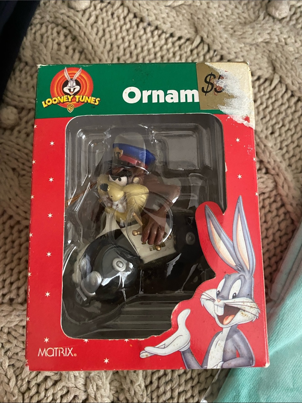 Looney Tunes Taz Motorcycle Ornament - Red/Green Box
